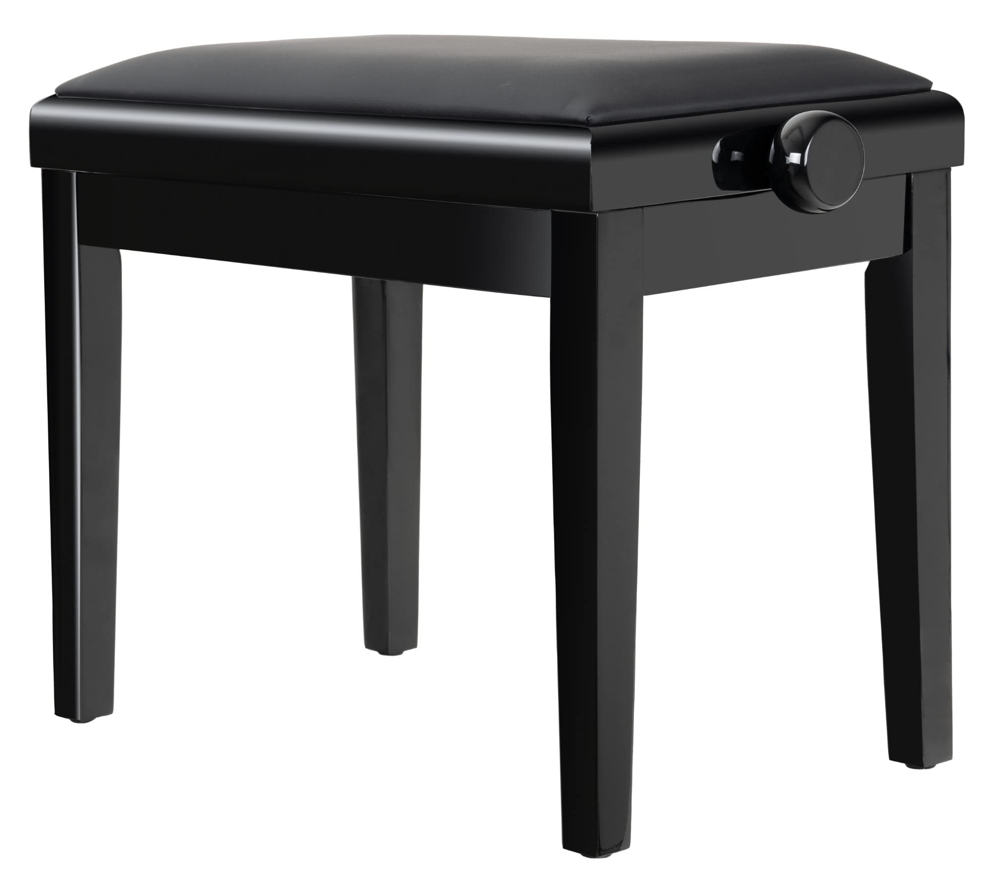 Classic Cantabile Pianobank Modell A - abnehmbare Sitzfläche - Polster aus Kunstleder - Höhenverstellbar von 48 bis 58 cm - 2-fache Kreuz-Mechanik - Massive Holzkonstruktion - Schwarz Hochglanz