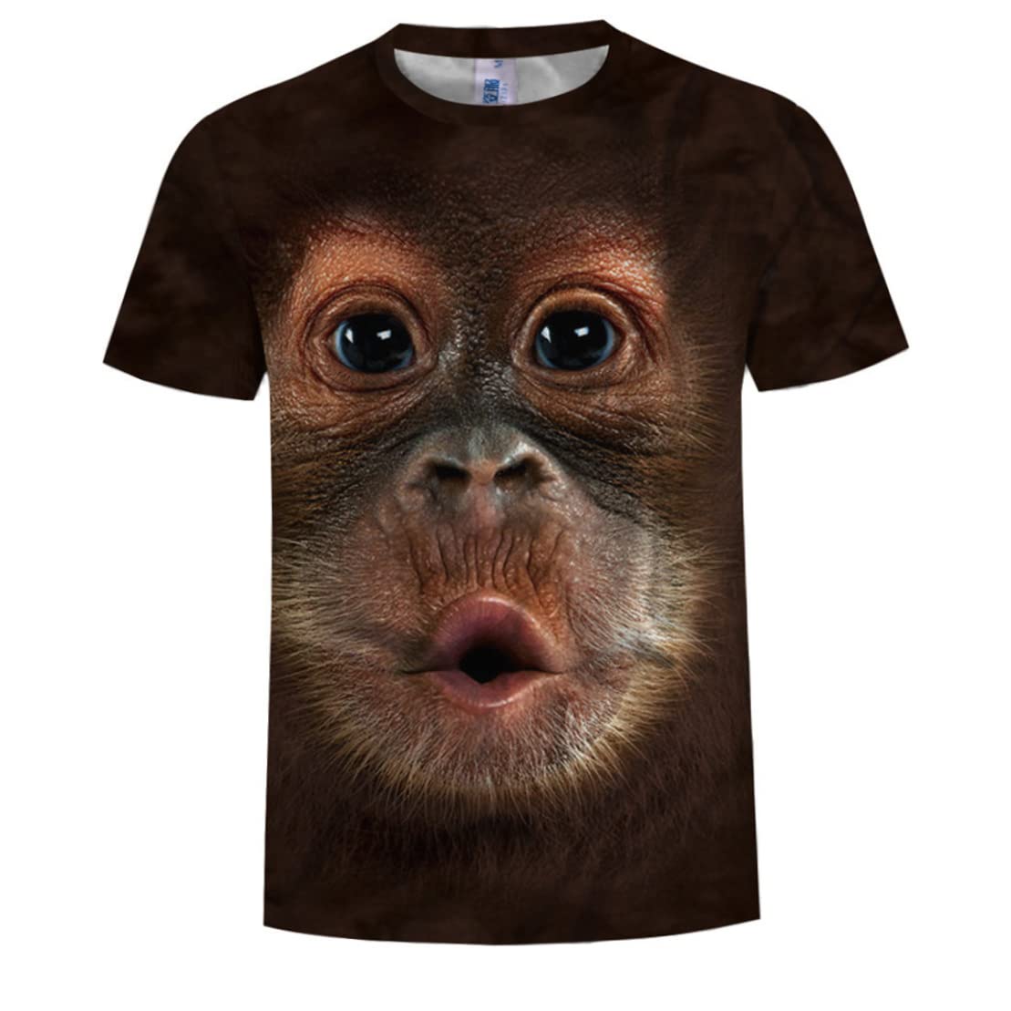 RRunzfon1PC Funny Monkey T-Shirt Big Face Cartoon Digital Printing Clothes Comfortable and Breathable Short Sleeve Creative Gift for Man(XL)