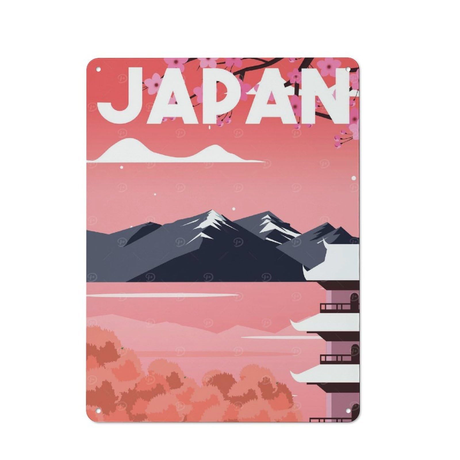Junmoney Style-20 Metal Wall Plaque With Japan Travel (4) Design 40X30cm, Simple Retro Studio Wall Plaque For Hobby Room, Office, Lounge Or Living Room