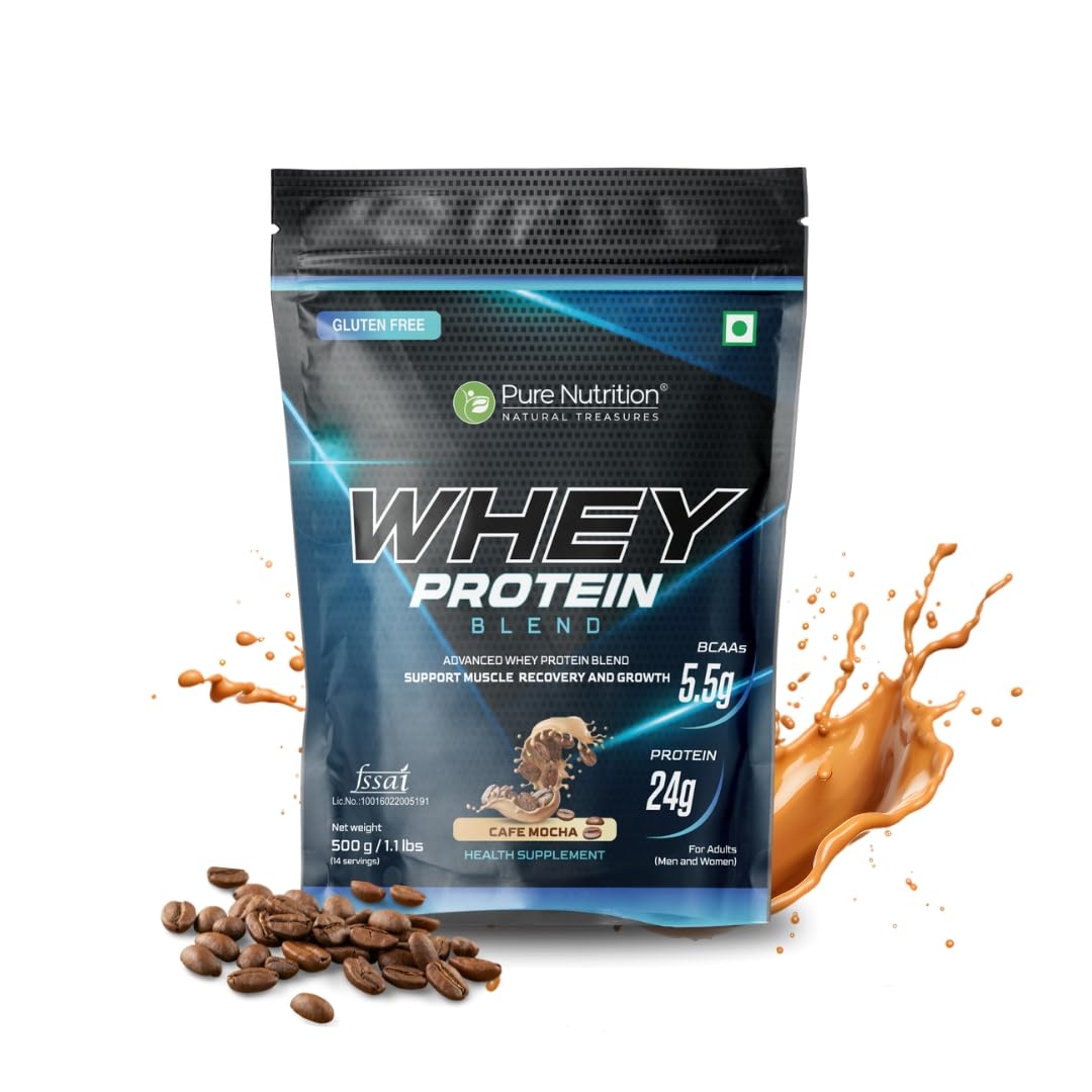 Pure Nutrition Whey Protein Blend (Isolate + Concentrate) 500g -Café Mocha Flavor |Supports Muscle Recovery and Growth for both men and women.-image-28