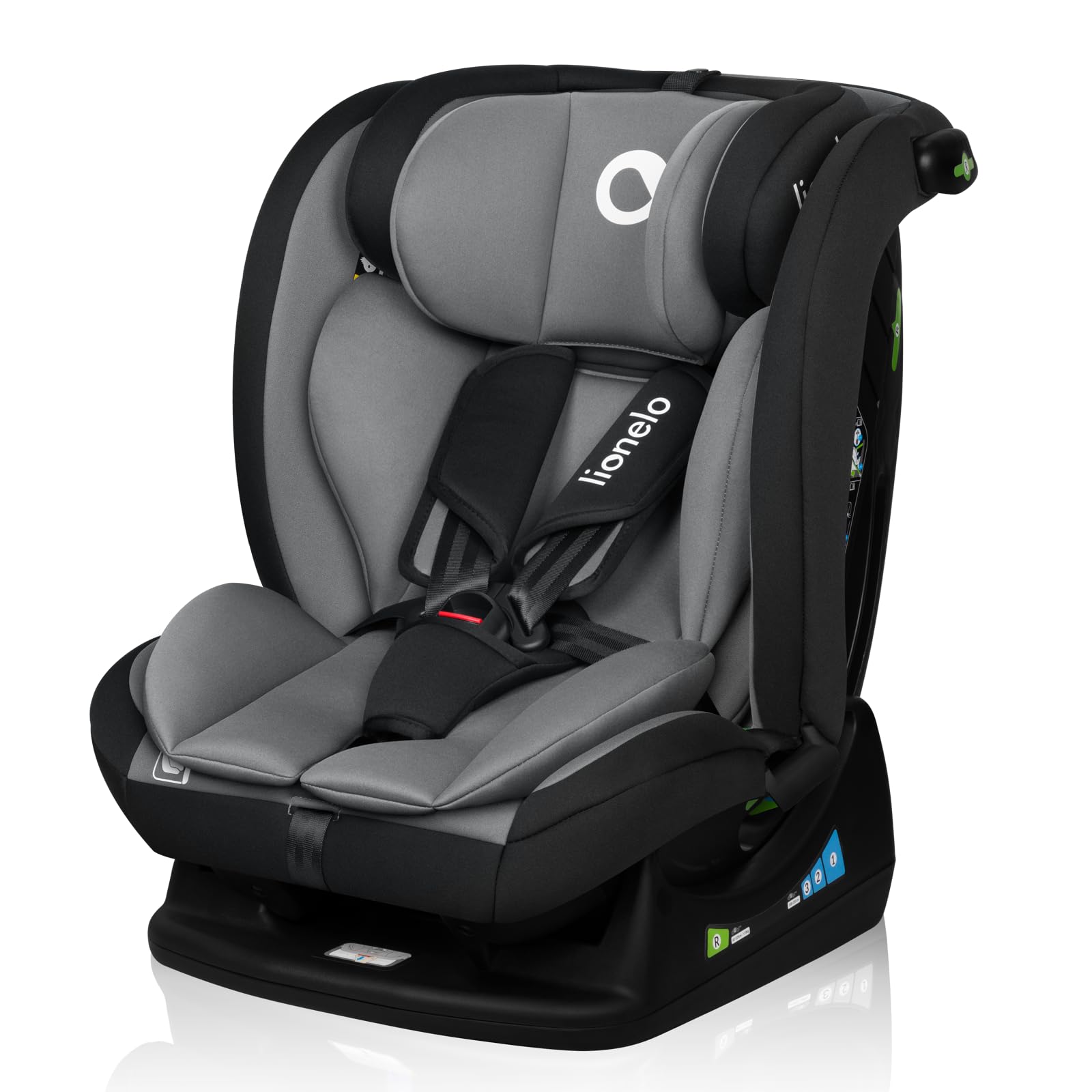 LIONELO Car Seat IZZY I-Size for Baby 40–150 cm (birth-12yo) Universal fit with Seat Belt Installation, Rear & Forward Facing, Memory Foam Headrest 13-Position Adjustable Headrest 3 Recline Positions