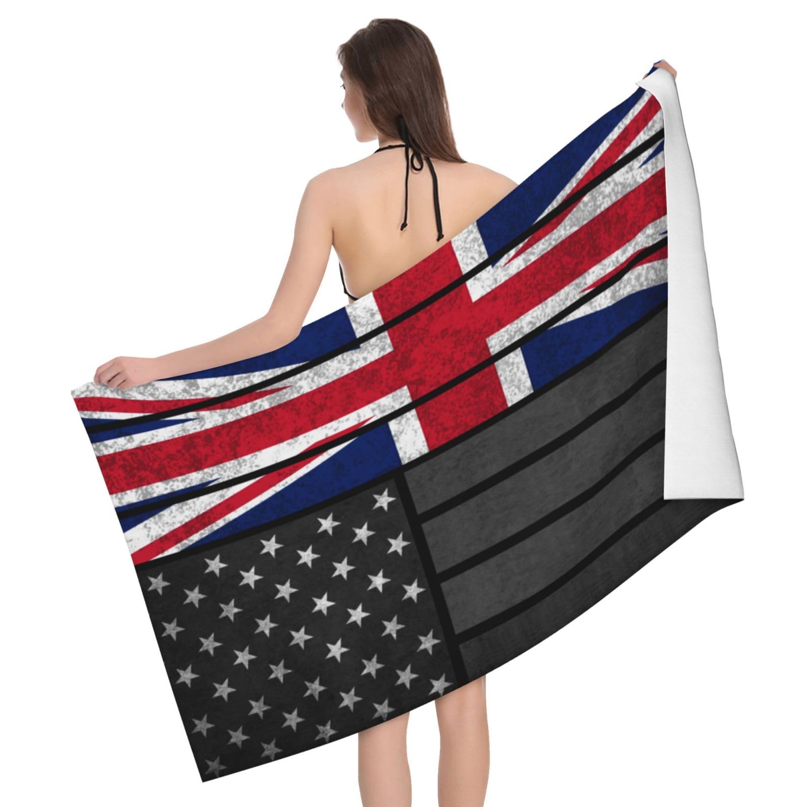 HLBSDM Microfiber Vintage Britain British and America Flag Beach Towel Quick Dry Soft Sand Free Beach Towels for Pool Swim Beach Lightweight Thin Towels