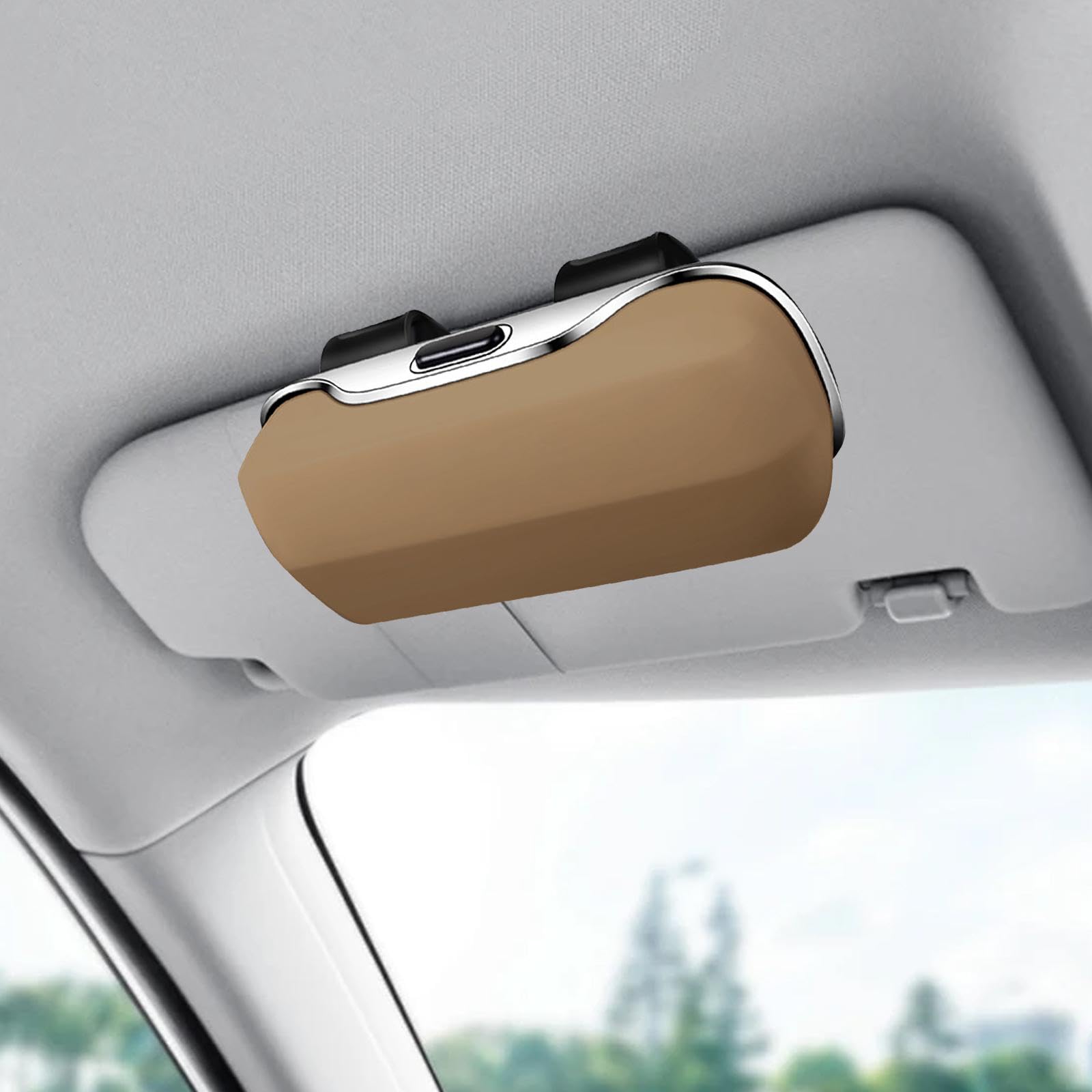 F Fityle Étui à Lunettes Voiture Porte-Lunettes Organisateur Dispositif de Rangement Boîtier Protecteur en PP Adapté pour Femmes Hommes Usage Quotidien Déplace, Beige