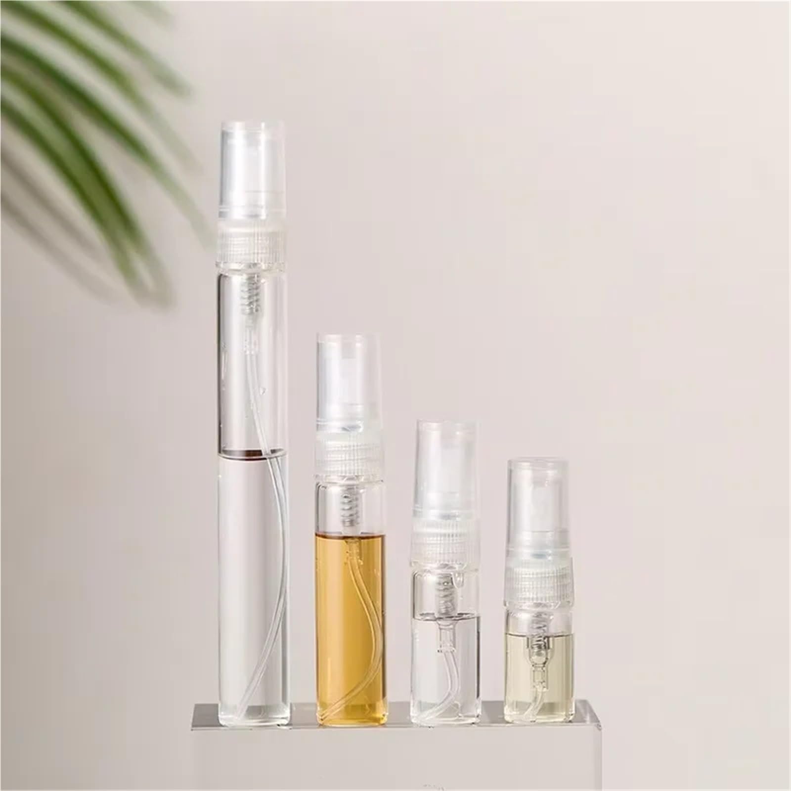 50 mini bottiglie di vetro trasparenti per profumo, vuote, ricaricabili, con atomizzatore, 2 ml, 3 ml, 5 ml, 10 ml