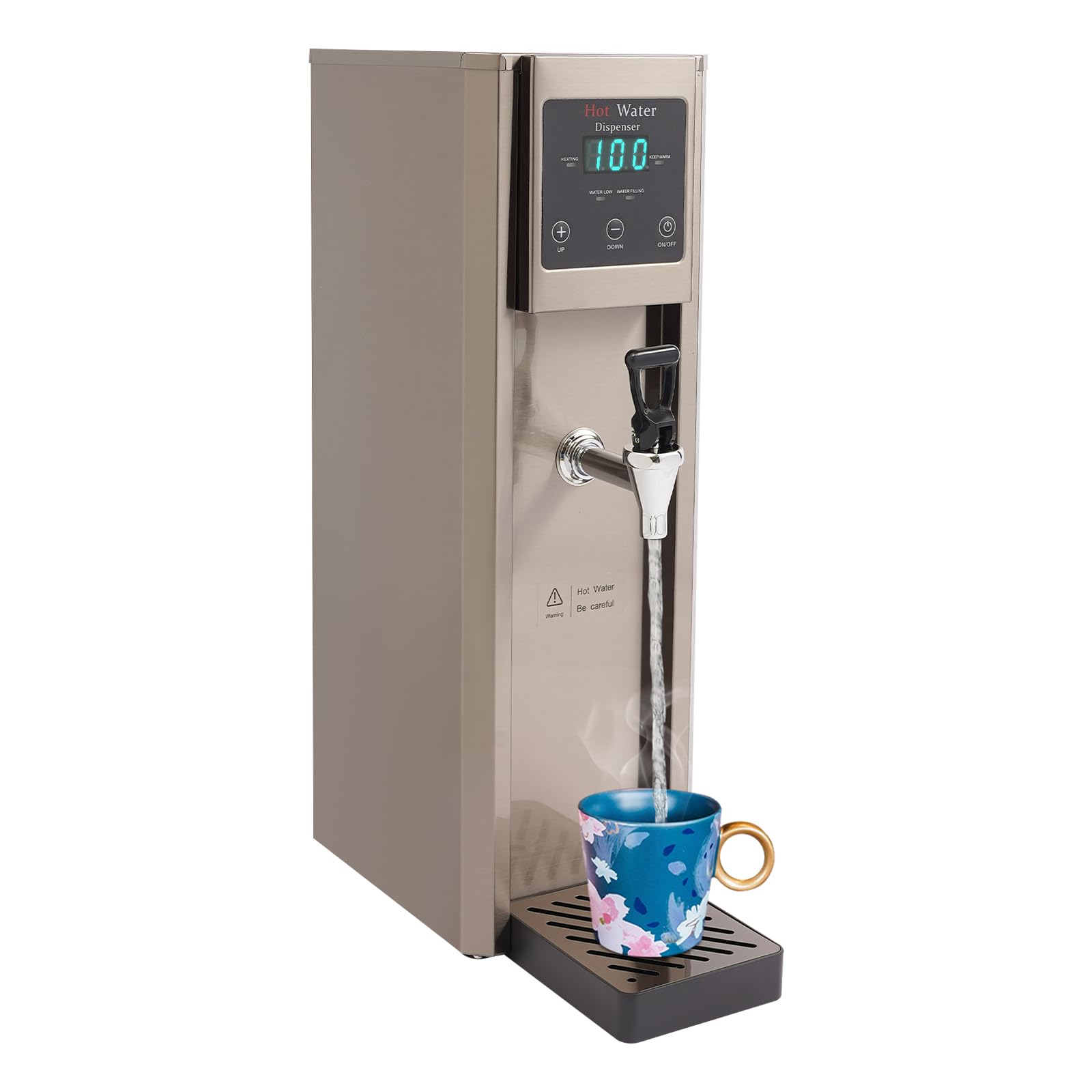 Hot Water Dispenser, Commercial Electric Water Boiler, 7.8L/2.06gal Step-Heating Water Dispenser, Large Capacity Electric Water Warmer for Coffee Tea Restaurant Office, Silver