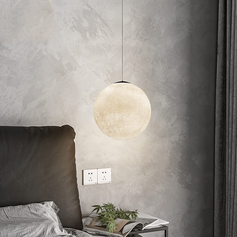 Hertl Lampa wisząca Moon Alabaster Crystal Abażur, Regulowana Jasność, Drukowanie 3D Sufitowe Światło Do Domu, Biura, Barów Kawiarni (Size : B)