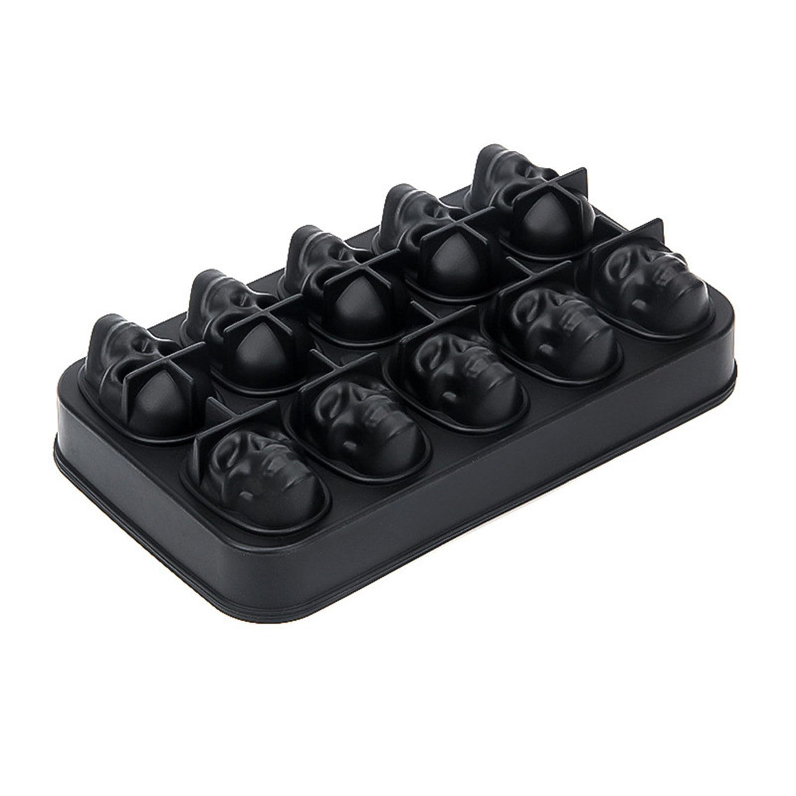 Qusinfc Trays 10 Hole Skull Shape Ice Maker Ice Silicone Mold for Cocktails, Whiskeys, Soups and Frozens Treat Nonstick Mold for Whiskeys Cocktails Maker Small Trays for Freezers