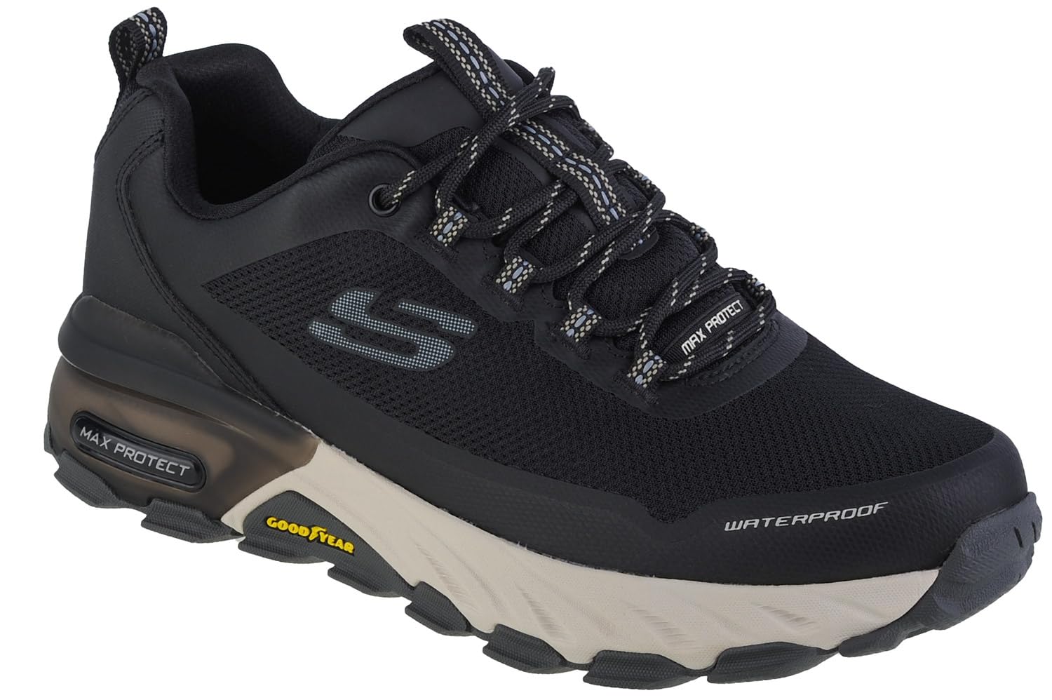 Skechers Men's Max Protect Fast Track Sneaker, Black Synthetic/Mesh/Gray Trim, 9.5 UK