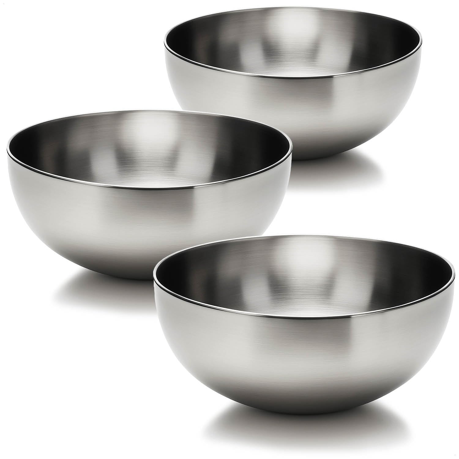 com-four® 3x saladier Ø 29 cm en acier inoxydable, grands bols de service | idéals pour salades - fruits et snacks - compatibles lave vaisselle
