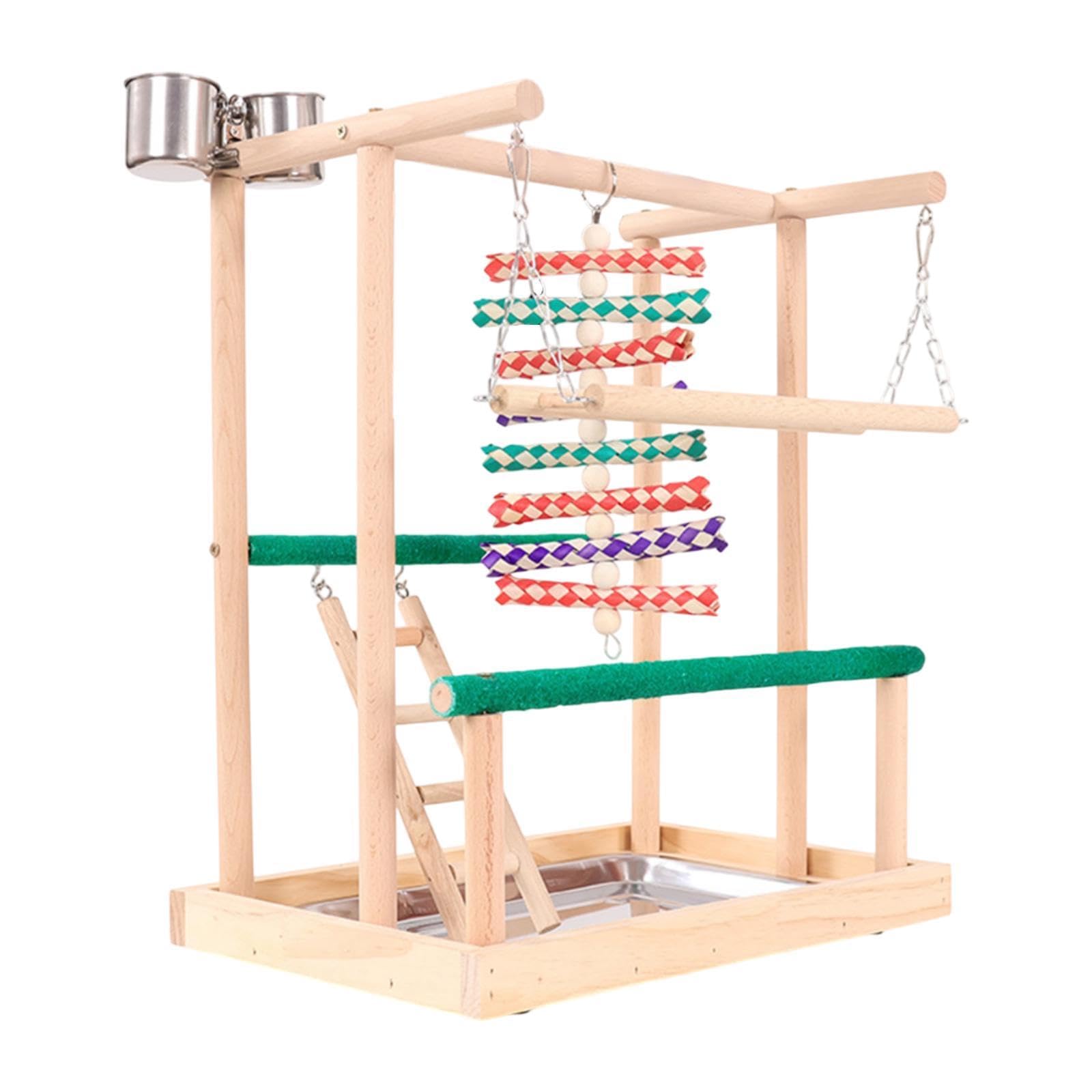 Wooden Bird Playground Parakeet Playpen Ladder Platform Birds Chewing Toys Bird Perch Play for Cockatoos Budgie Parakeets