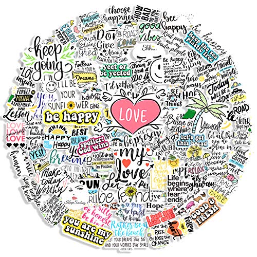 100PCS Inspirational Stickers for Water Bottles, Positive Vinyl Quote Stickers for Planner, Laptop, Journal, Funny Motivational Stickers for Adults, Girls, Women, Teachers, Waterproof Sticker Pack