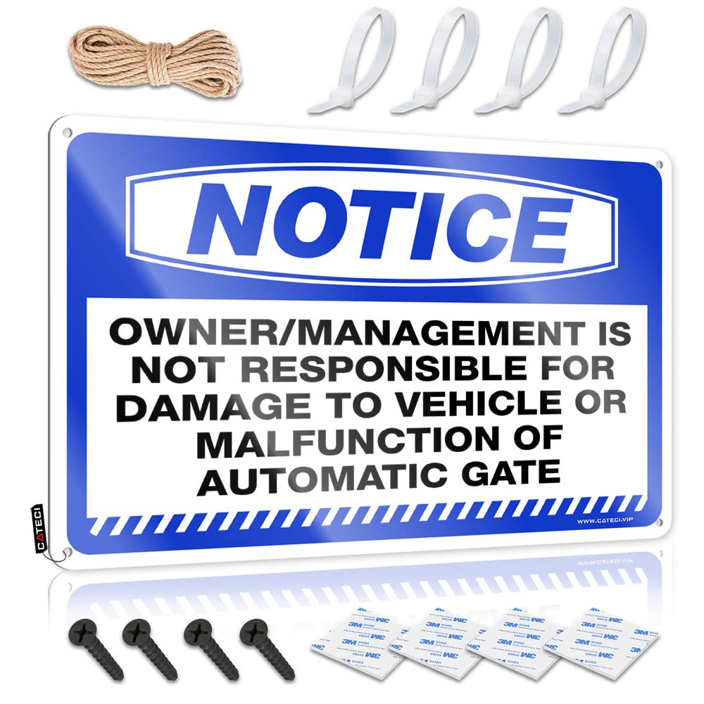 HELIOFORGE Tin Signs For Bar Notice Owner Management Is Not Responsible For Damage To Vehicle Or Malfunction Tin Sign Man Cave Rules Man Cave Sign Decor(30X40CM)