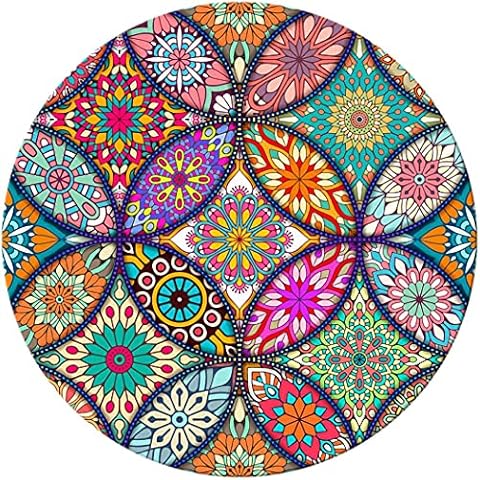 BOSOBO Mouse Pad, Round Mandala Mouse Mat, Cute Mouse Pad with Design, Non-Slip Rubber Base Mousepad with Stitched Edge, Waterproof Women Office Mouse Pad, Small Size 7.9 x 7.9 Inch, Pretty Mandala Cover