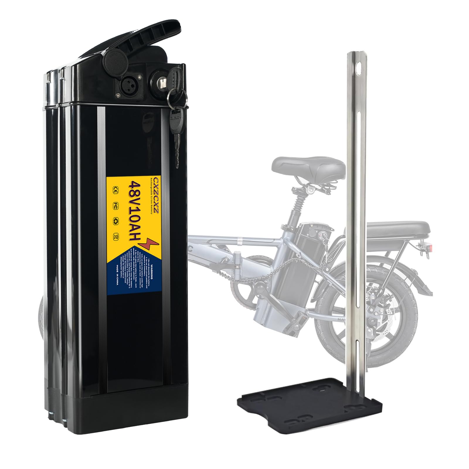 48V 20Ah/10Ah E-Bike Battery,250W/350W/500W/700W/900W/1000w Lithium Battery for Folding Electric Bikes,Ebike Replacement Batteries with 20A BMS,Safety Lock (48V10AH)