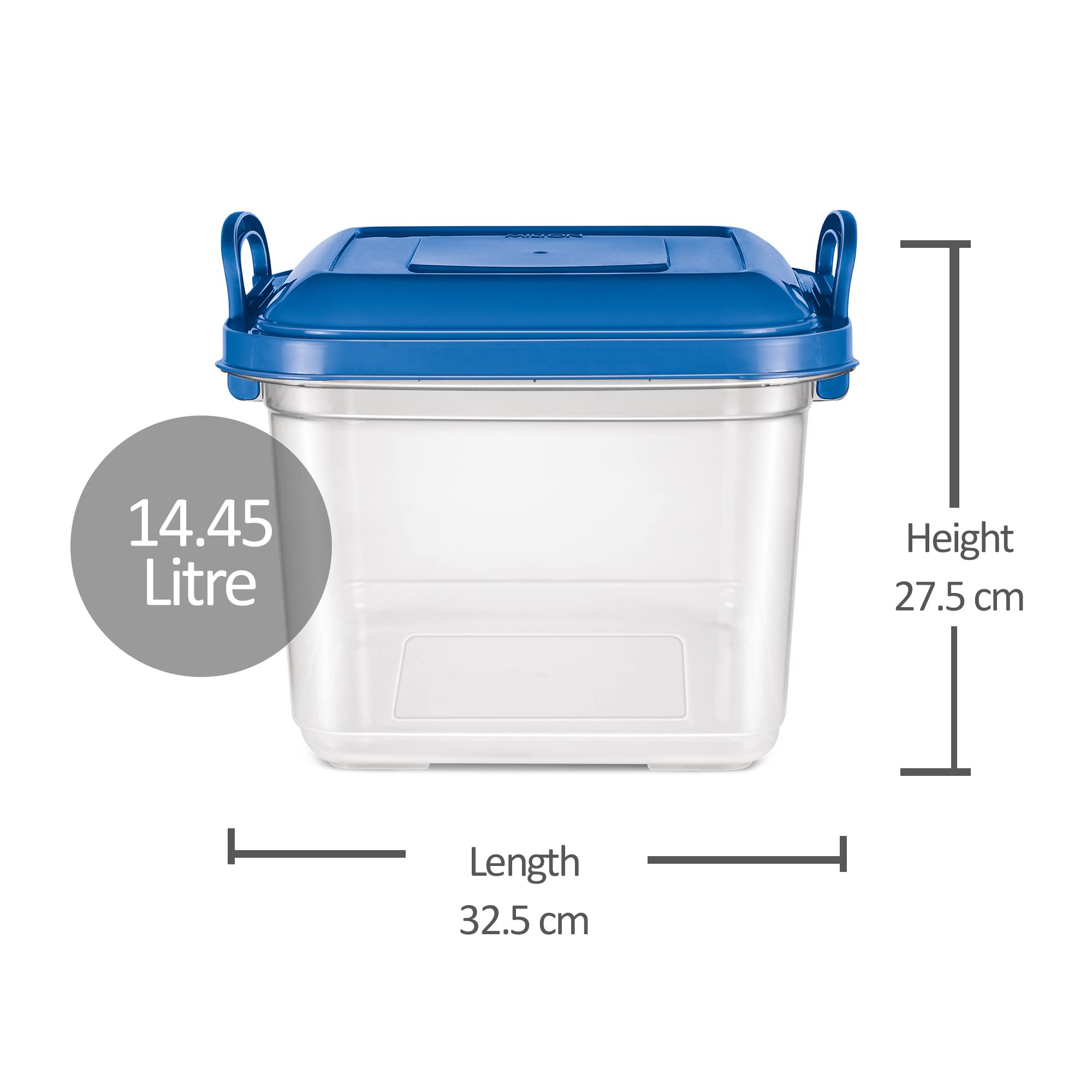 Milton Silo - 15 recipientes grandes de plástico, 1 unidad, 14,45 litros, color azul, tarro de almacenamiento, organizador de cocina, sin BPA, apilables, modulares, anidables