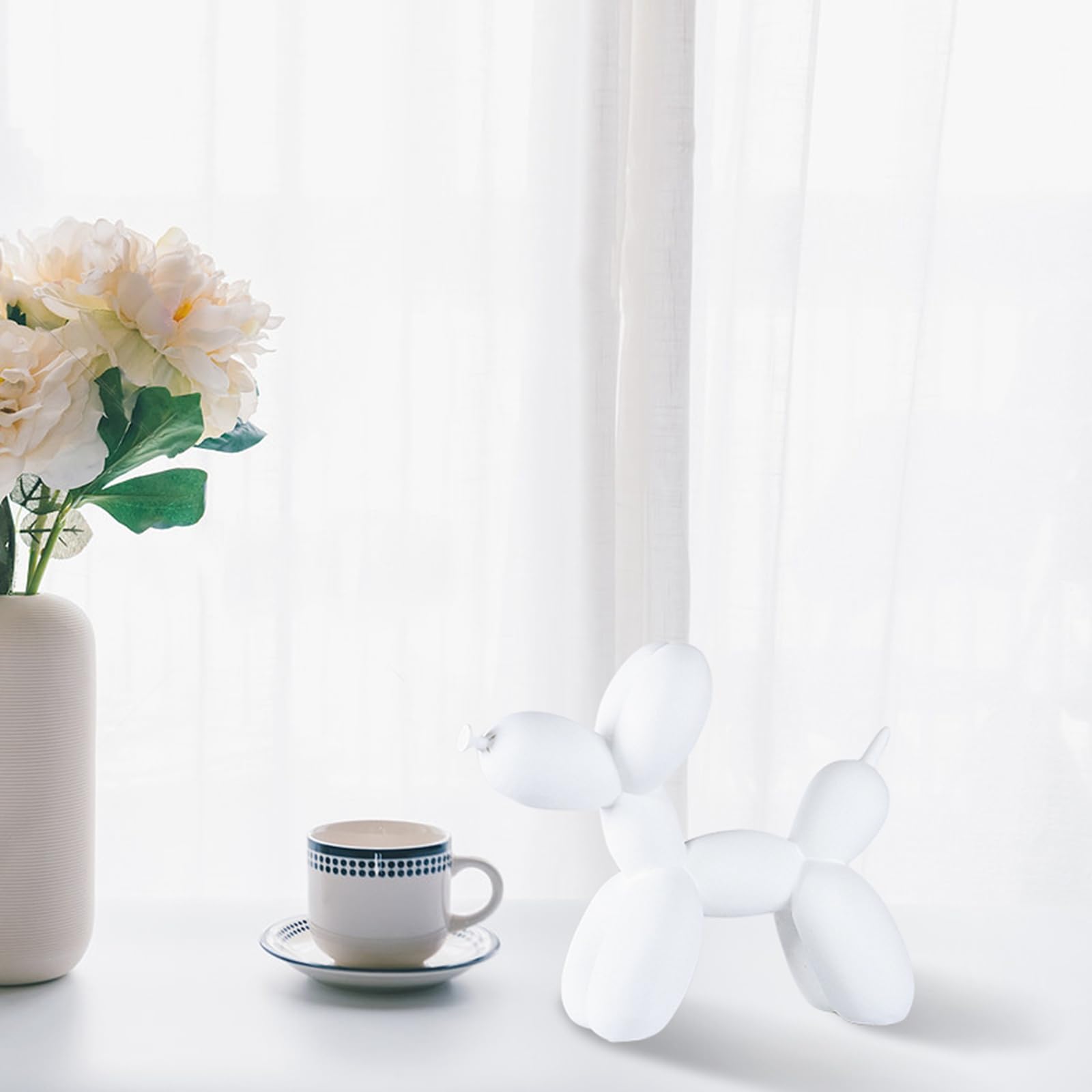 ESSECMBS Creative Balloon Dog Sculpture Modern Home Decoration Trendy Animal Art Collection Resin Figurine Bedroom Living Room (White - Image 3