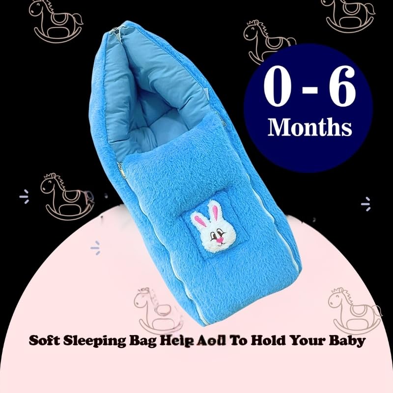 Image of VOIDROP Velvet Blue 3 in 1 Baby Sleeping Bag & Carry Nest | Cotton Bedding Set for Infants & New Born Baby | Portable /Travel & Skin Friendly | 0-6 Months