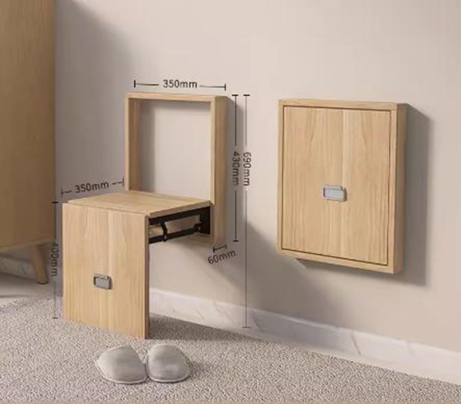 Schuhwechselhocker Mit PVC Sitzkissen, An Der Wand  Produktbild-Vorschau 10