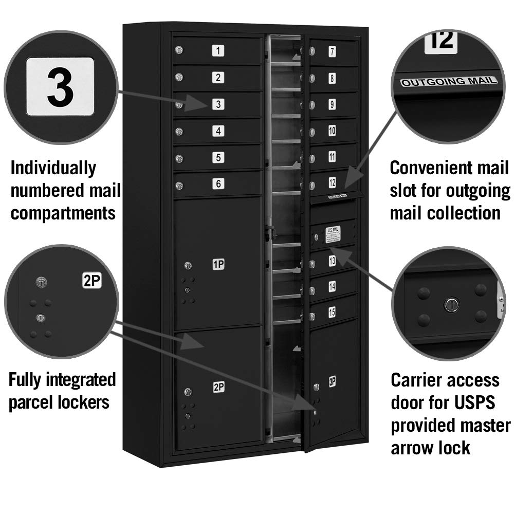 Salsbury Industries® Recessed Mounted 4c Horizontal Mailbox- Aluminum