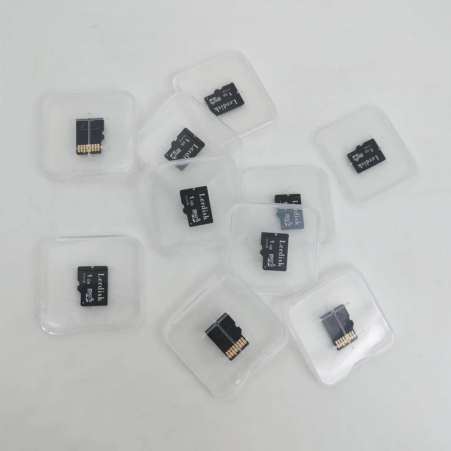 Tarjeta micro SD de 1 GB, paquete de 10 pulgadas a granel MicroSD C4 con adaptador SD producido por licenciatario autorizado (1 GB x 10)