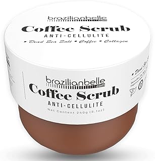 Brazilian Belle Exfoliating Coffee Scrub - Anti Cellulite Firming Body Scrub Infused with Natural Dead Sea Salt & Arabica Coffee (8.1 oz)