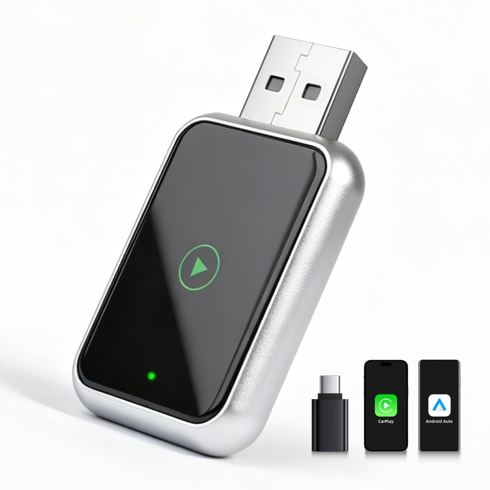 LINGHUANG Wireless Carplay Adapter & Android Auto Wireless Adapter for Apple iPhone, Upgrade von Wired auf Wireless, Schnelle Stabile Verbindung, Plug & Play, Kompatibel mit iOS 10+ & Android 11+