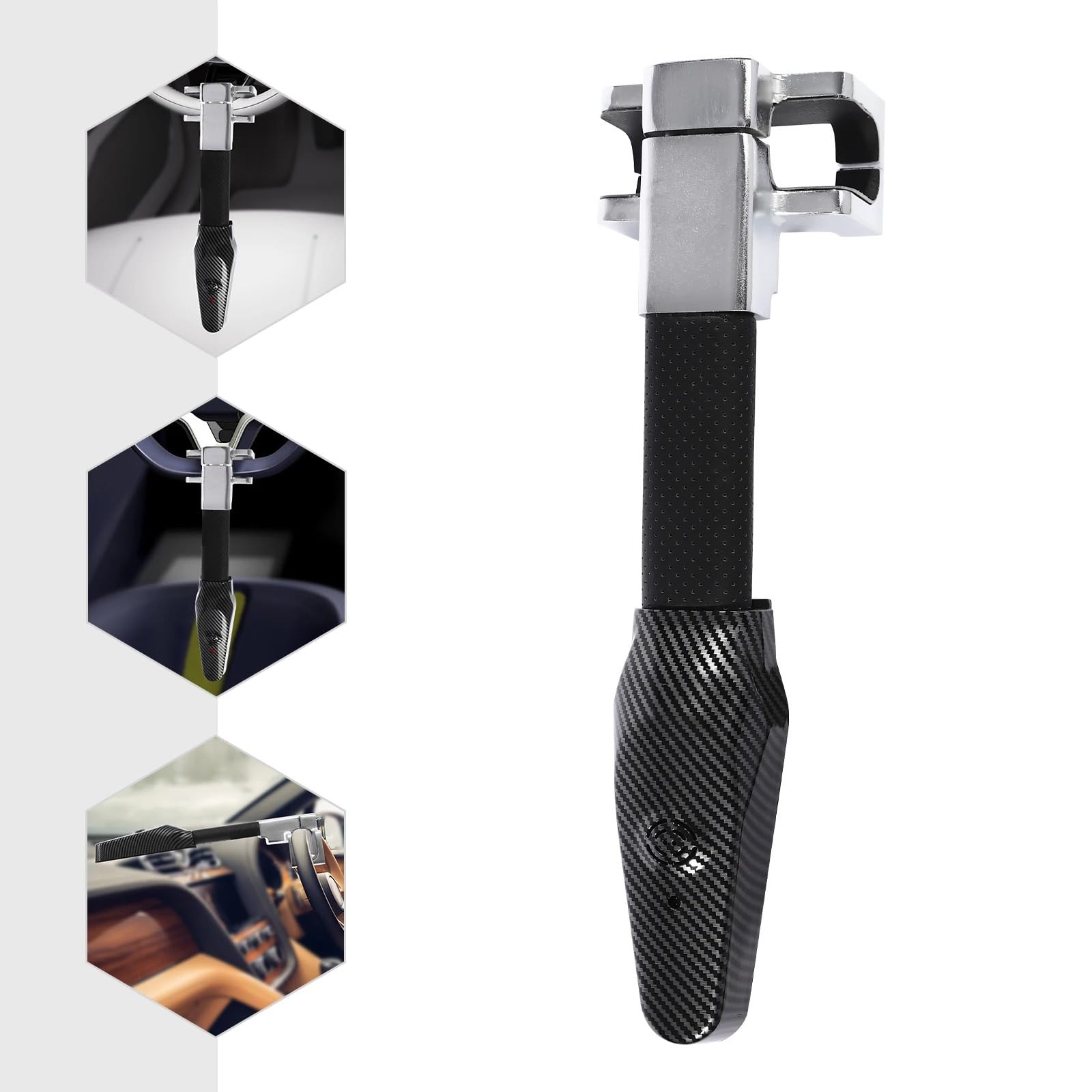 Bloqueo Volante Coche Bloqueo del volante con alarma, gatillo de vibración Sensor micromovimiento anticorte acero para seguridad automóvil