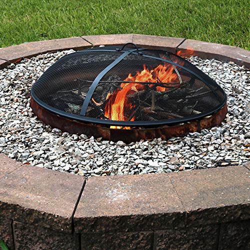 Sunnydaze Outdoor Fire Pit Spark Screen Guard Accessory Round Fire