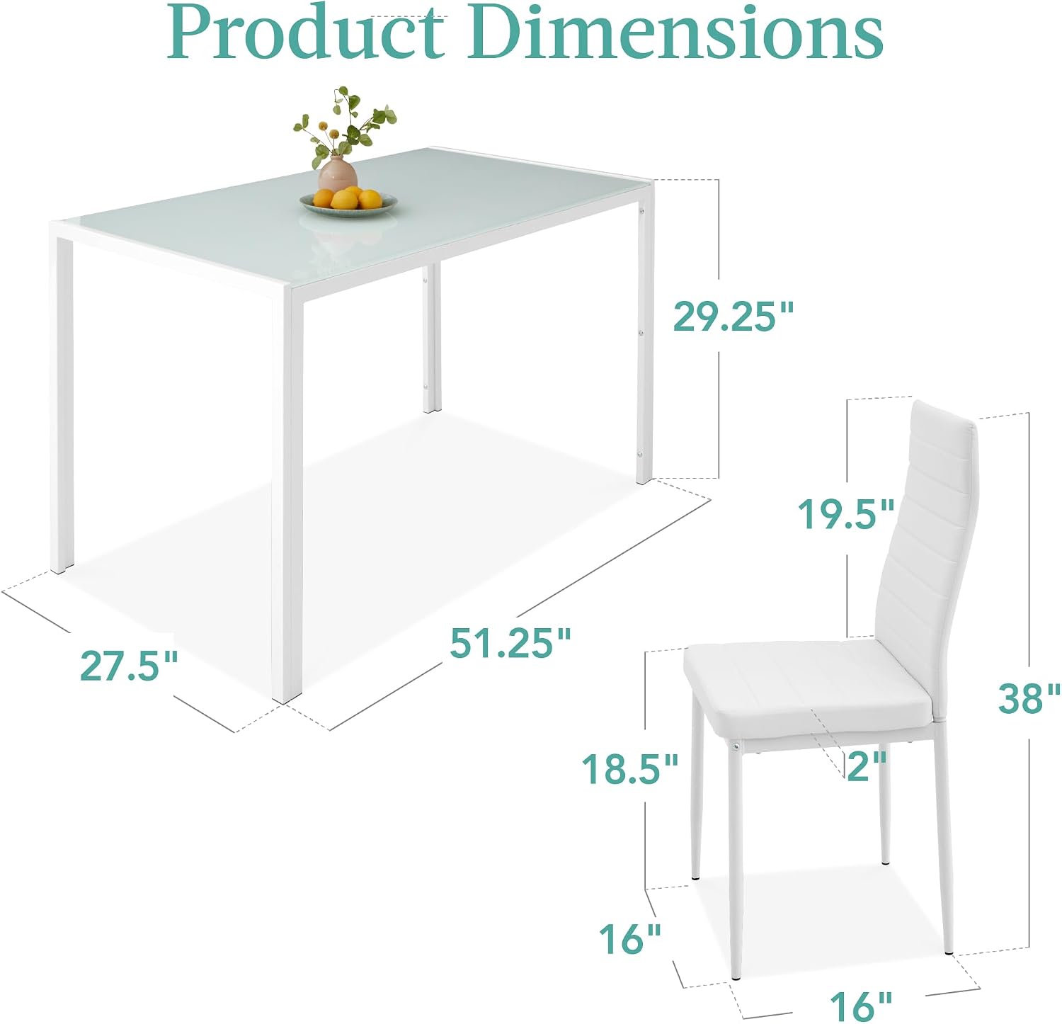 Best Choice Products 7-Piece Glass Dining Set, Modern Kitchen Table Furniture for Dining Room, Dinette, Compact Space-Saving w/Glass Tabletop, 6 Upholstered PU Chairs, Metal Steel Frame - White