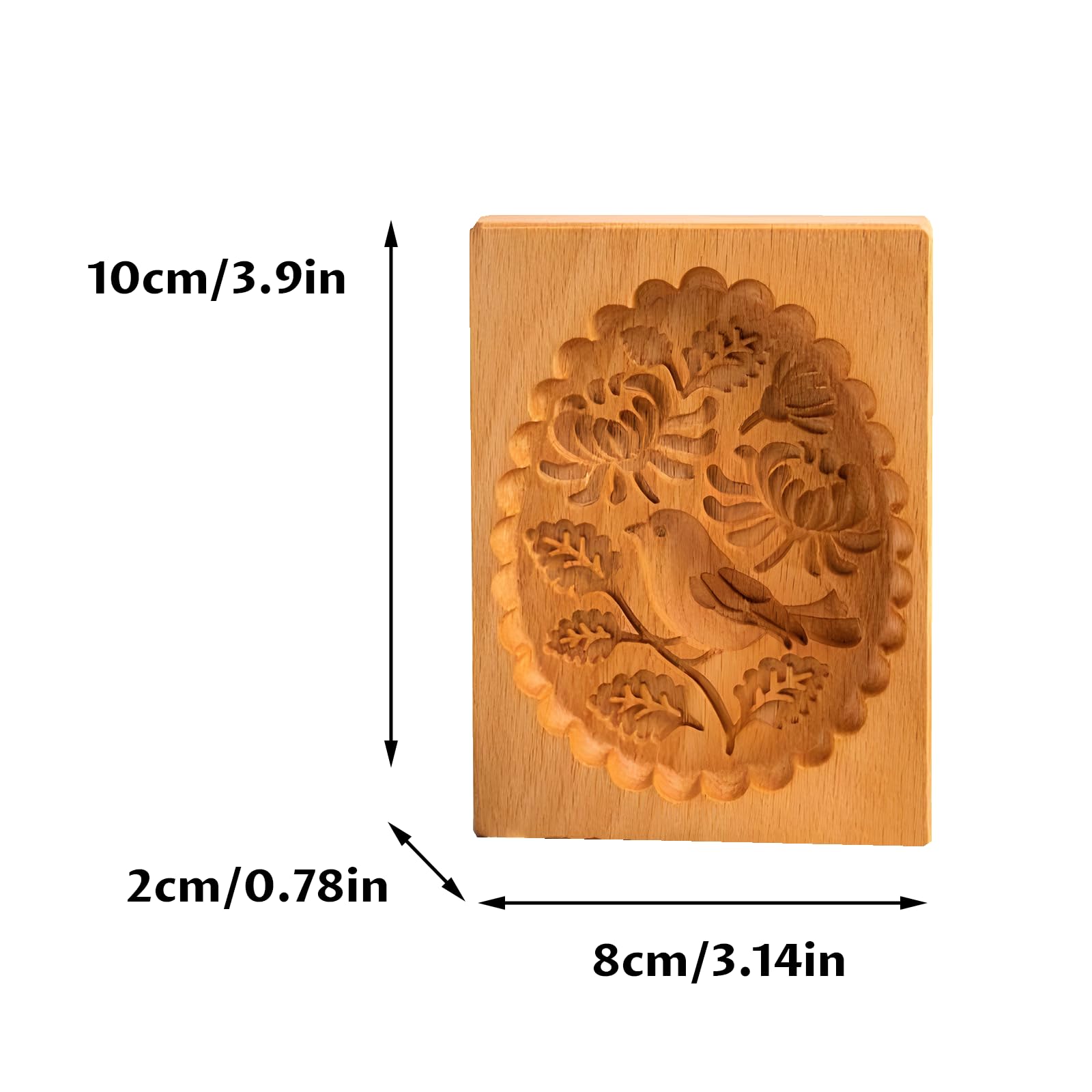 Cookie Cutter Embossing Mold, DIY Wooden Cookie Molds, 3D Carved Wooden Cracke Molds, Christmas Cookie Stamps, Baking Kitchen Tools for Christmas Thanksgiving Halloween Easter (Bird)