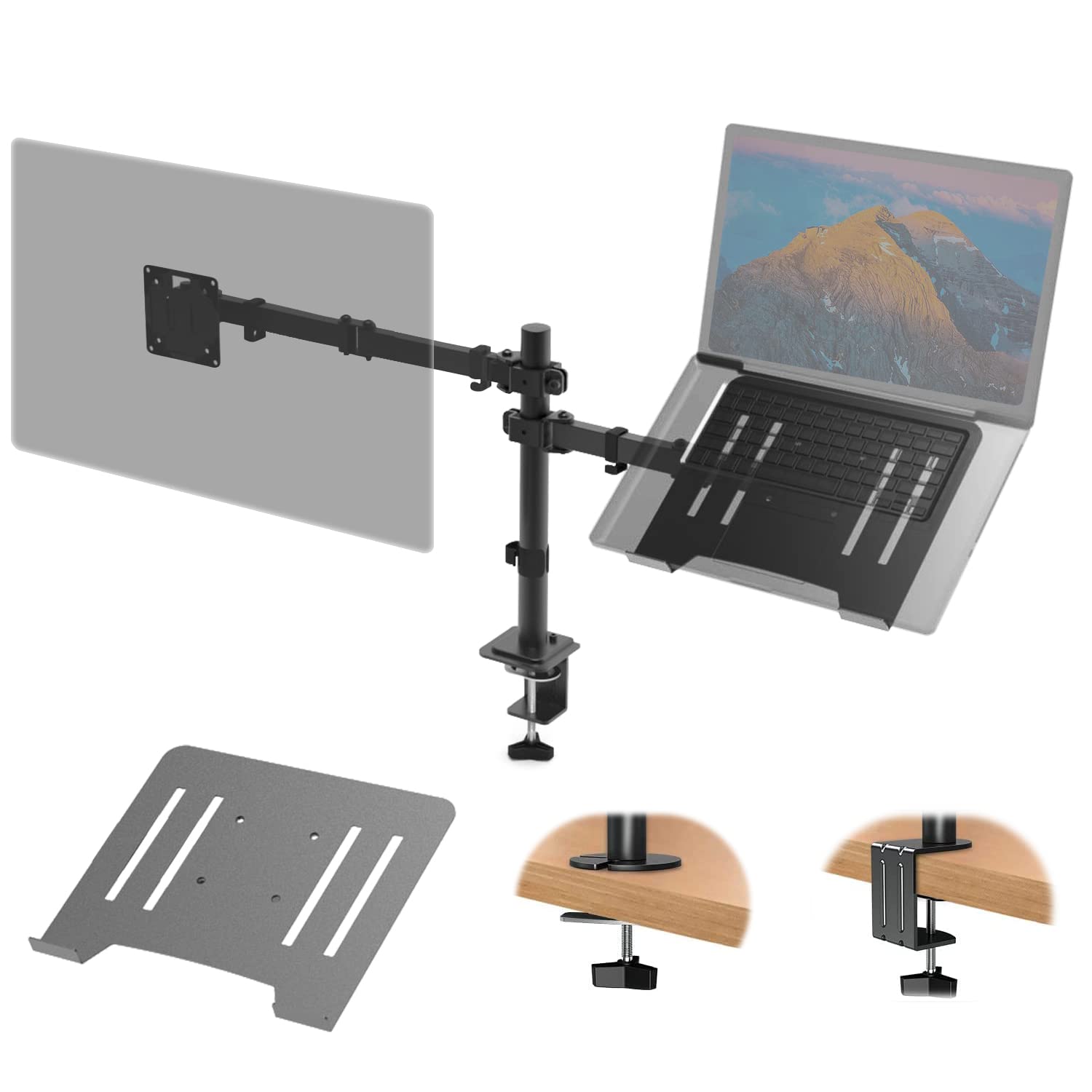 Zumist Dual Monitor Stand with Laptop 