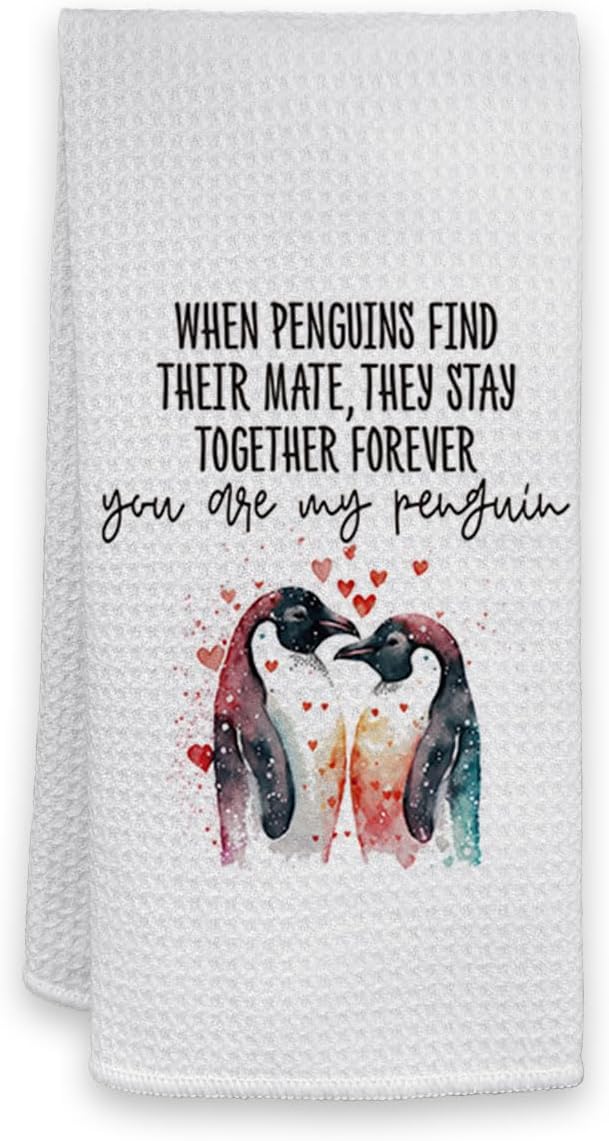 HIWX Penguin Couple Decorative Kitchen Towels and Hand