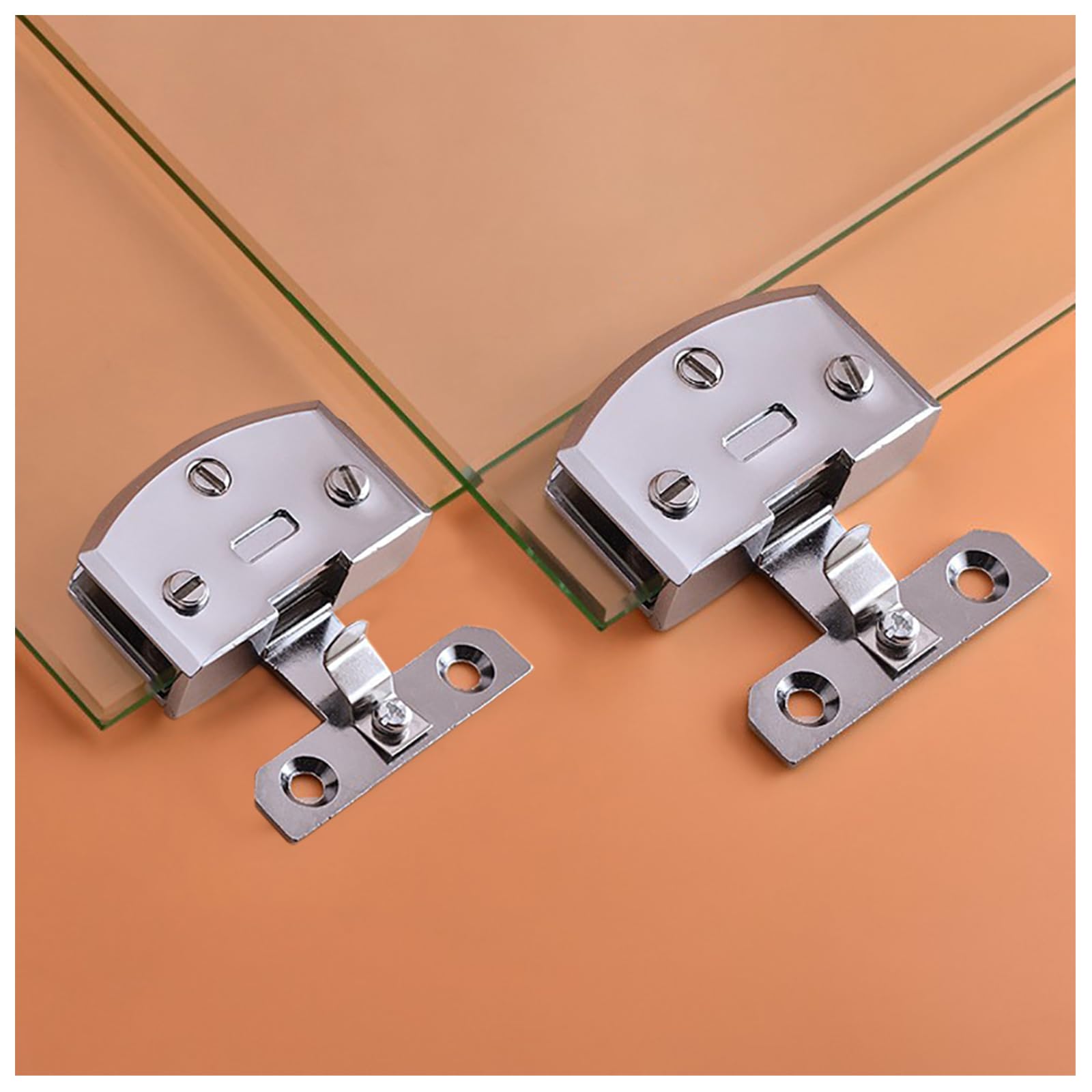 WANLIAN Glass Clip 2pcs Cabinet Glass Door Hinge Wine Cooler Glass Door Hinge Stainless Steel Glass Clip No Hole Required(L) - Image 4