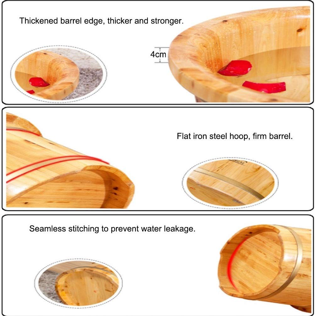 Pediluvio per adulti, vasca per pediluvio in legno, vasca per pediluvio per ammollo dei piedi, vasca idromassaggio per pediluvio, secchiello in legno per pedicure, secchiello per immersione dei piedi