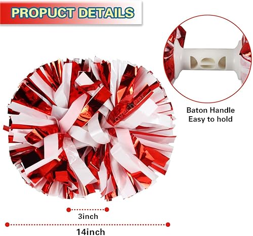 Miniatura 7 de 2 pompones de plástico para animadoras con mango de bastón para niños y adultos, para animar a fiestas de espíritu de equipo deportivo