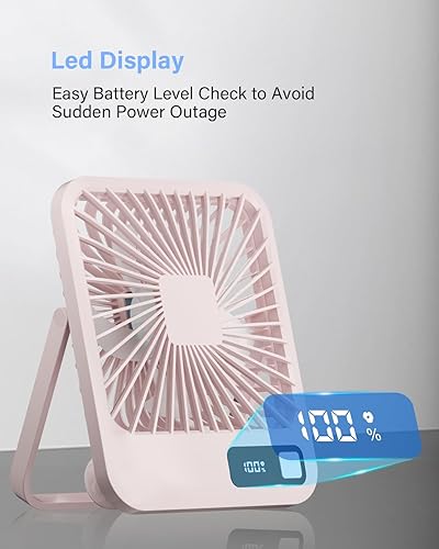 Miniatura 7 de PUREMED Ventiladores de escritorio USB de 6.5 pulgadas, ventiladores de mesa portátiles plegables de 180, 2000 mAh, funciona con pilas, pequeño