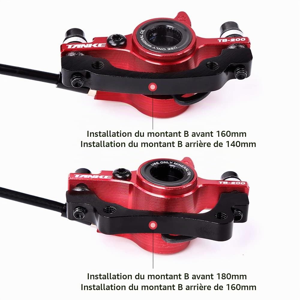 Frein a Disque Hydraulique VTT,Ensemble d'étriers de Freins à Disque hydrauliques pour vélo pour VTT Kit de Levier de Frein Gauche Droite avec Rotor à Disque 160mm