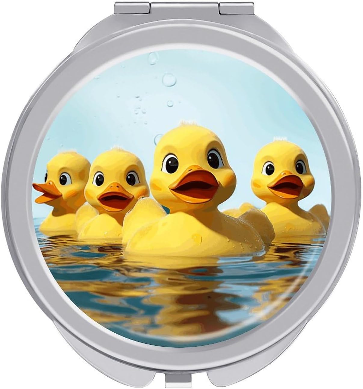 Cute Yellow Rubber Ducky Portable Makeup Mirror, Sided Travel Hand Mirror Mini Folding Mirror for Precise Makeup Women Daily Use