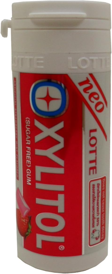 Lotte Xylitol Neo Dental Health Chewing Gum Strawberry Mint Flavored Sugar Free 30g (20 Pellets) X 5 Bottles