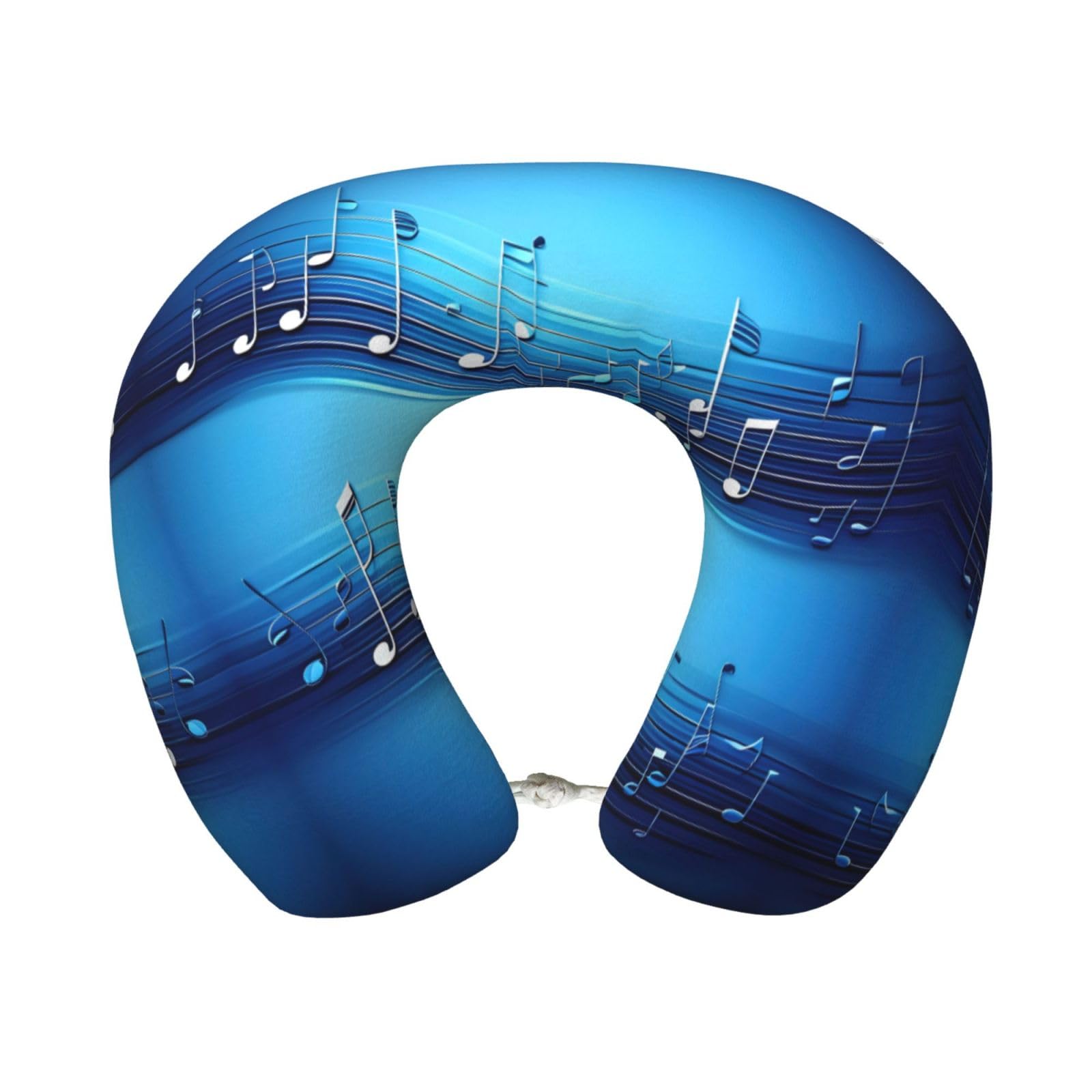peiyeety Sky Blue Musical Notes Print Custom U-Shaped Pillow,Memory Foam Cervical Neck Travel Pillow,for Home,Camping,Travelling