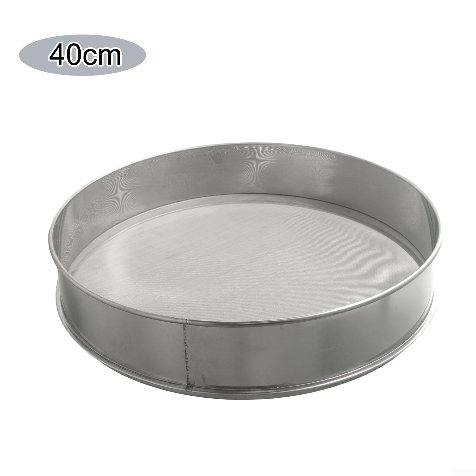Tamis à farine en acier inoxydable, maille fine de 40 cm, tamis de cuisine pour le sucre, l'huile, facile à nettoyer