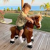 PonyCycle Official Classic U Series Ride on Horse Toy Plush Walking Animal Brown Horse Size 3 for Age 3-5 Ux324