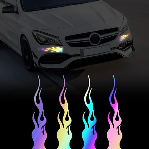 ramuel Calcomanías universales para parachoques de automóvil, diseño de llama, vinilo de carreras, deportes, llama a rayas, para autos, todoterreno,