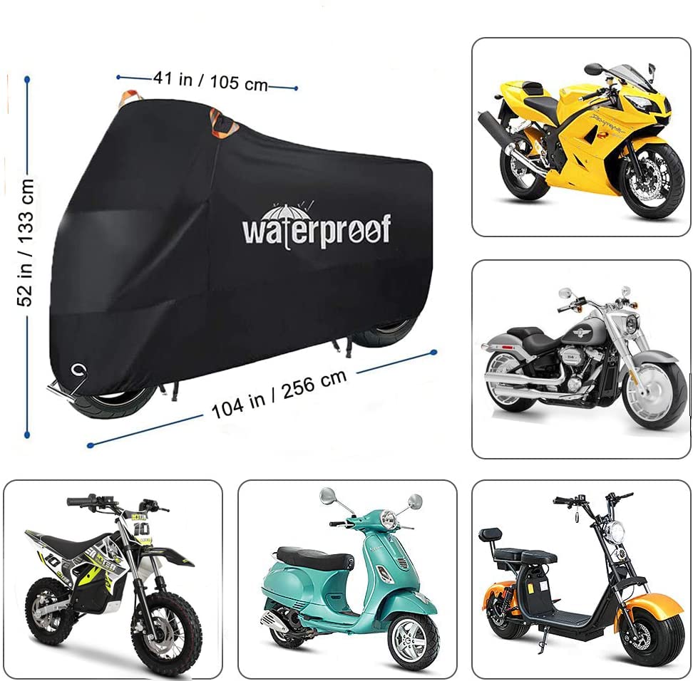 Housse de Protection pour Moto, 265cm x 105cm x 133cm - XXXL Tissu Oxford 210D imperméable, Bâche Protection pour Scooter Motofientes d'oiseaux, eau, poussière/neige/pluie, vent, UV - Image 8