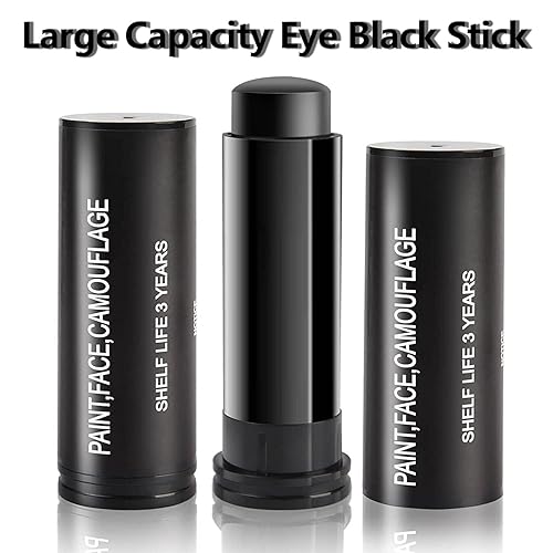 Miniatura 2 de 3 unidades de pintura facial negra deportiva, ojo de fútbol negro, palo negro para deportes, fácil de colorear camuflaje pintura facial ojo negro