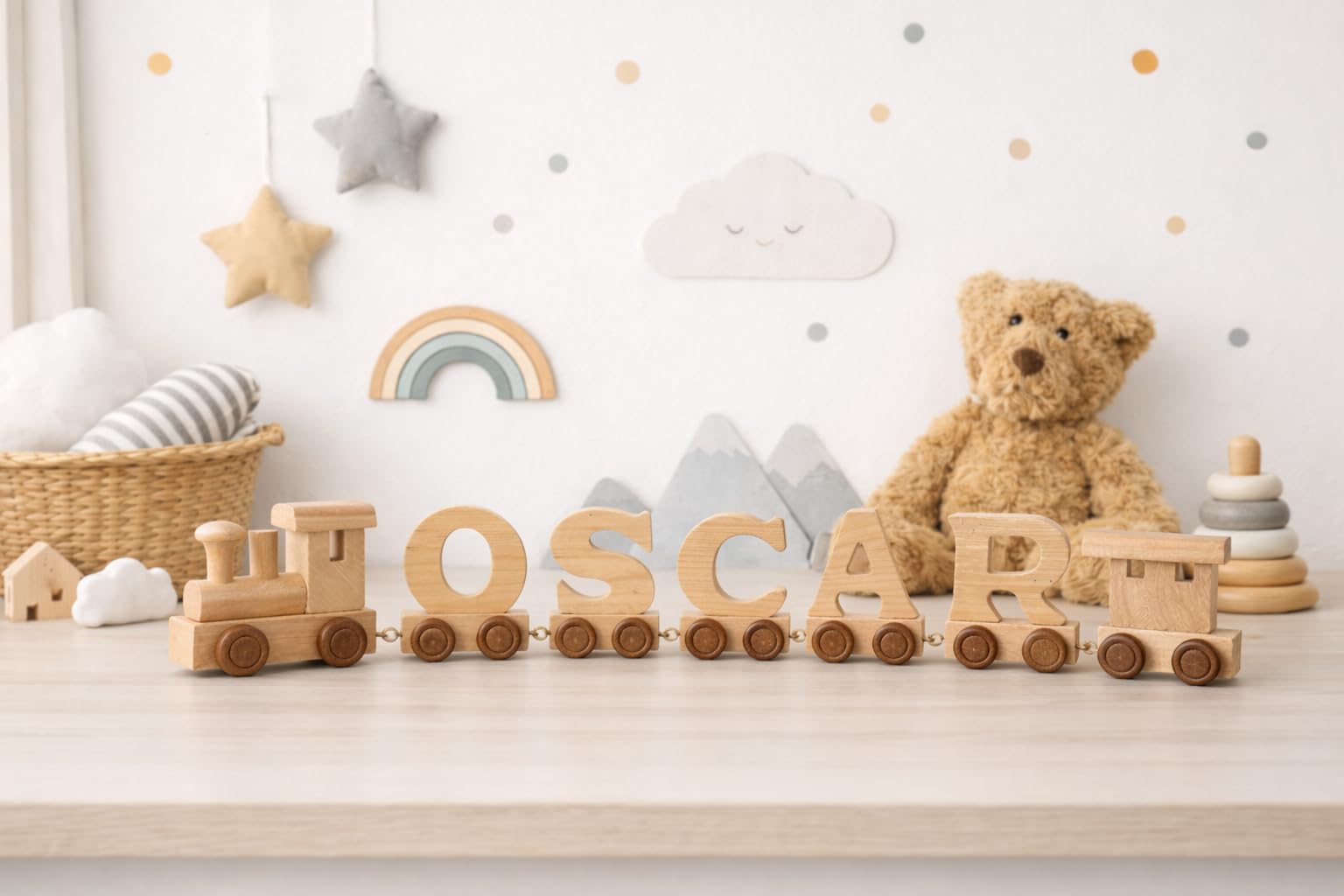 Fun World Toys 5 letter wooden train name