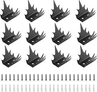 12Pc Deterrent Fence Wall Spikes with 24Pcs Self-Tapping Screws Rubber Plugs, Garden Security Anti Climb Spikes for Thieves Cats Birds Pigeons Squirrels, Safety Guards for Fences Balcony Roof