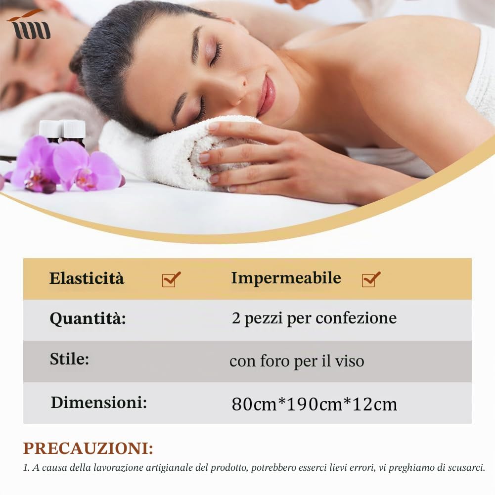 2pc Telo da Massaggio per Lettino Lavabile, Tvvcaclk Telo Impermeabile per Lettino da Massaggio, Telo di Copertura per Lettino da Massaggio, Lenzuolo per Massaggi da Salone Spa con Foro per il Viso