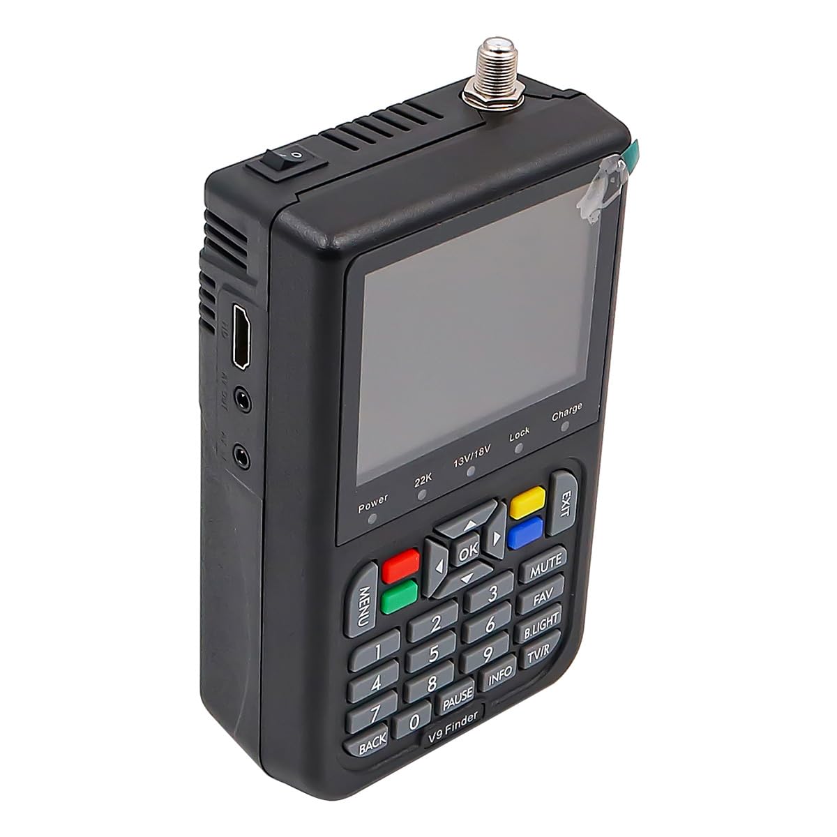 V9 Satellite Finder Digital Finder Meter Détection Satellite DVB-S/S2 Signal Récepteur Décodeur Prise en Charge H.265 avec écran Numérique LCD 3,5 Pouces
