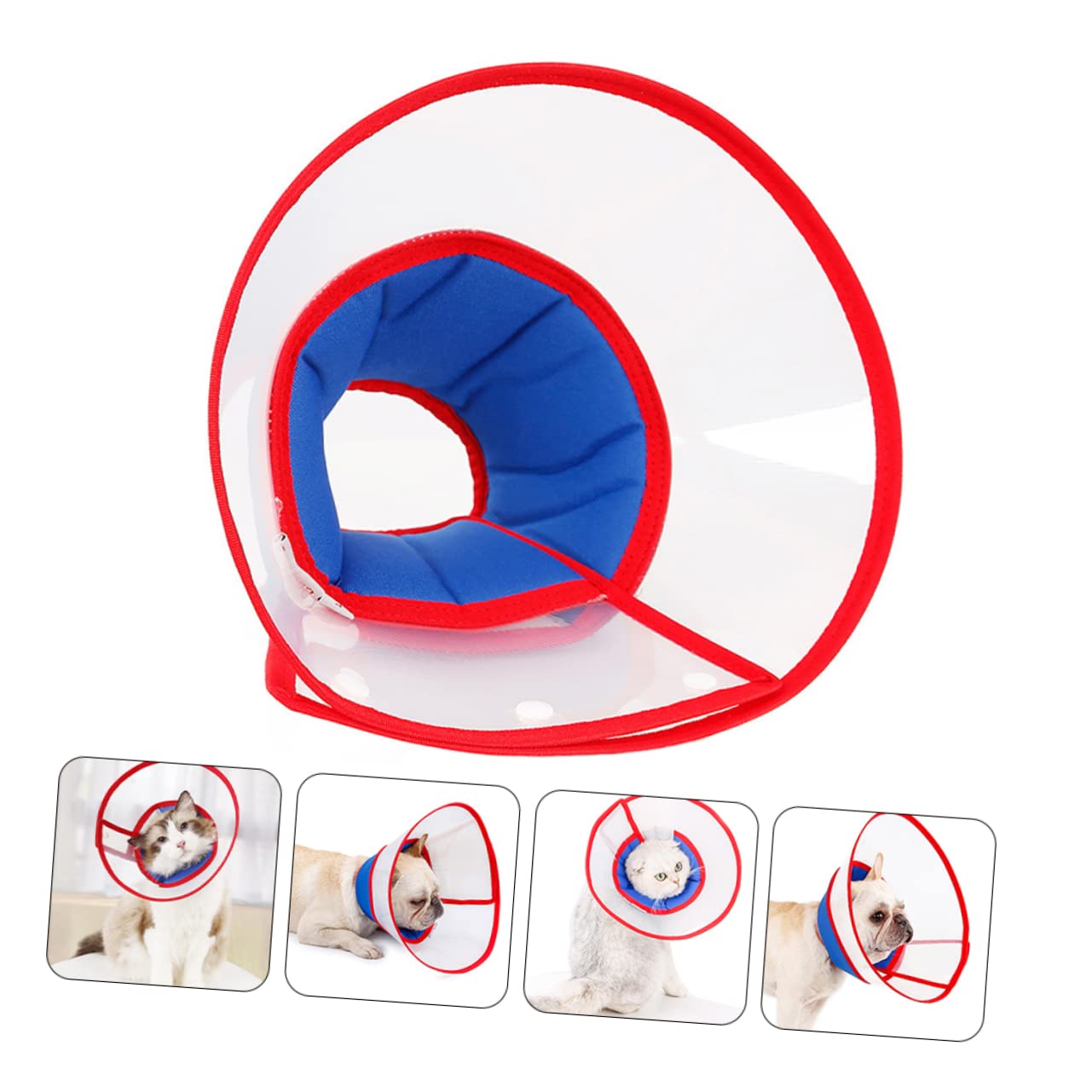 minkissy 2pezzi Collare di Regolabile per Cani Elisabettiano Trasparente Comfort Brevettato Facile da Indossare Protezione Post-operatoria per Animali Domestici